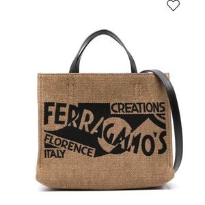 Salvatore Ferragamo Brown and Black Graphic Tote